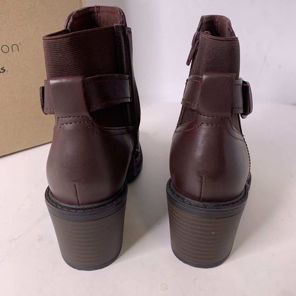 Clarks Women's Scene Strap Burgundy Leather Ankle Boot Size 6.5 M - Picture 7 of 9